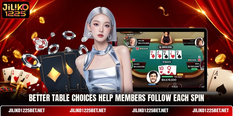 Better table choices help members follow each spin Better table choices help members follow each spin